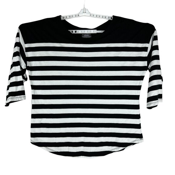 Time And Tru Womens Striped Black White 3/4 Sleeve Top Size XXL Rayon Blend - Picture 1 of 3
